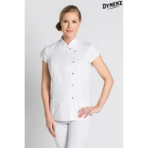 Chaqueta blanca cruzada Dyneke 8242700: vista frontal con modelo.