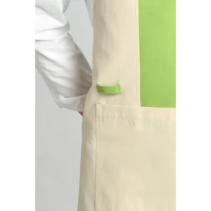 Delantal comercio loneta verde Dyneke 8249385: detalle del bolsillo del delantal.