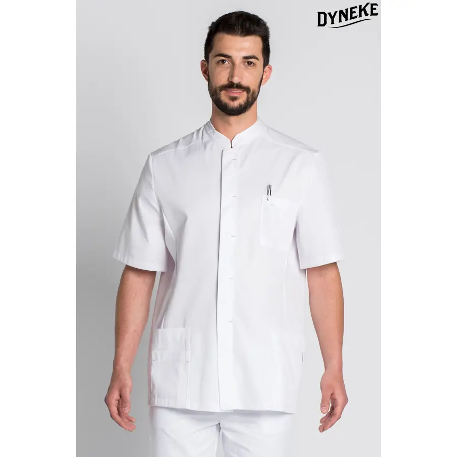 Chaqueta Dyneke 8251700 hombre blanca Pespuntes 1 CHAQUETA BLANCA 8251 Dyneke 8251700: vista frontal con modelo.