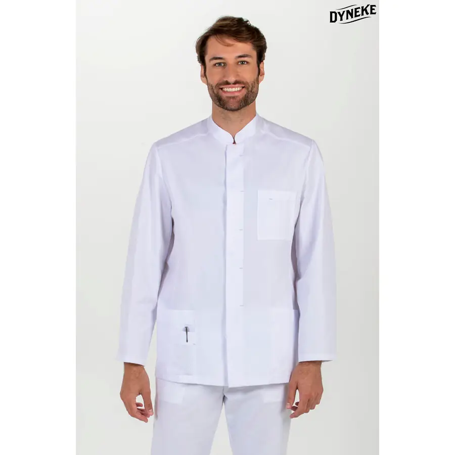 Chaqueta Dyneke 8252700 hombre Pespuntes manga larga 1 CHAQUETA BLANCA 8252 Dyneke 8252700: vista frontal con modelo.