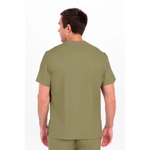 Casaca hombre poliéster elástico caqui Dyneke 8256344: vista trasera con modelo.