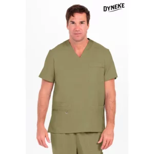 Casaca hombre poliéster elástico caqui Dyneke 8256344: vista frontal con modelo.