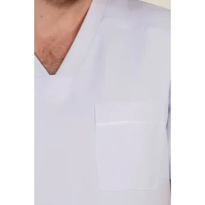 Casaca cbro.microfibra blanco Dyneke 8256570: detalle del escote y bolsillo de pecho.