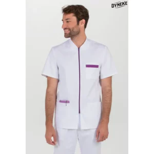 Chaqueta hombre cremallera contraste morado m/c Dyneke 8262859: vista frontal con modelo.