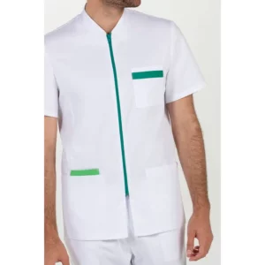 Chaqueta hombre cremallera contraste verde m/c Dyneke 8262873: detalle del cuello, cierre y bolsillos.