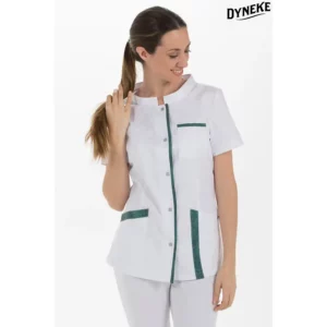 Chaqueta contraste jaspeado verde Dyneke 8263854: vista frontal con modelo.
