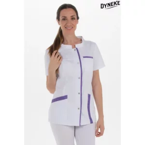Chaqueta contraste jaspeado lila Dyneke 8263859: vista frontal con modelo.