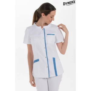 Chaqueta contraste jaspeado azul Dyneke 8263875: vista frontal con modelo.