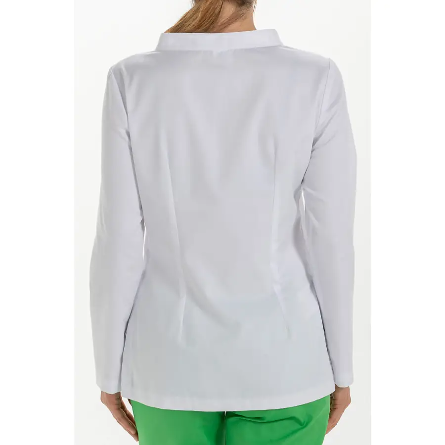 Chaqueta Dyneke 8264854 mujer blanca contraste jaspeado 3 Chaqueta contraste jaspeado verde m/l Dyneke 8264854: vista trasera con modelo.