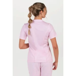 Casaca sanidad microfibra punto rosa Dyneke 8265521: vista trasera con modelo.