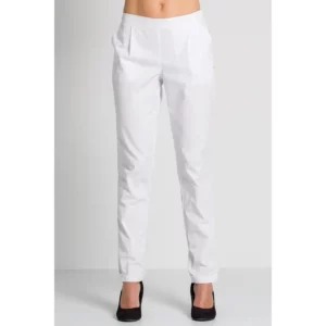 Pantalón blanco dobladillo Dyneke 8287700: vista frontal del pantalón con modelo.