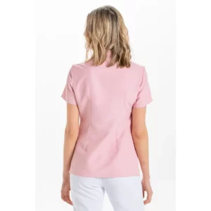 Chaqueta pekin rosa vivos raso Dyneke 8299481: vista trasera con modelo.
