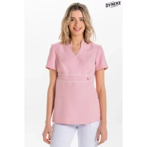Chaqueta pekin rosa vivos raso Dyneke 8299481: vista frontal con modelo.
