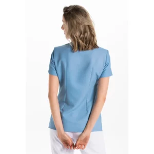 Chaqueta pekin azul vivos raso Dyneke 8299490: vista trasera con modelo.
