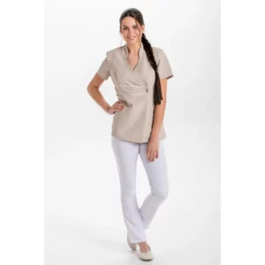 Chaqueta pekin beige vivos raso Dyneke 8299569: vista de conjunto con modelo.