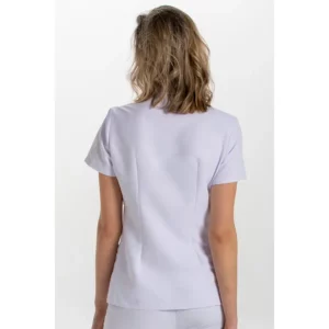 Chaqueta pekin blanco vivos raso Dyneke 8299570: vista trasera con modelo.