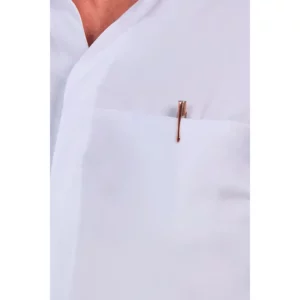 Chaqueta cbro.elástica blanca cuello mao Dyneke 8332784: detalle del bolsillo de pecho.
