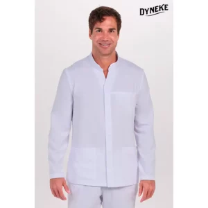 Chaqueta cbro.elástica blanca cuello mao Dyneke 8332784: vista frontal con modelo.