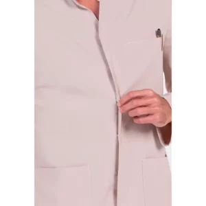 Chaqueta cbro.elástica beige cuello mao Dyneke 8332785: detalle del cierre y bolsillo.