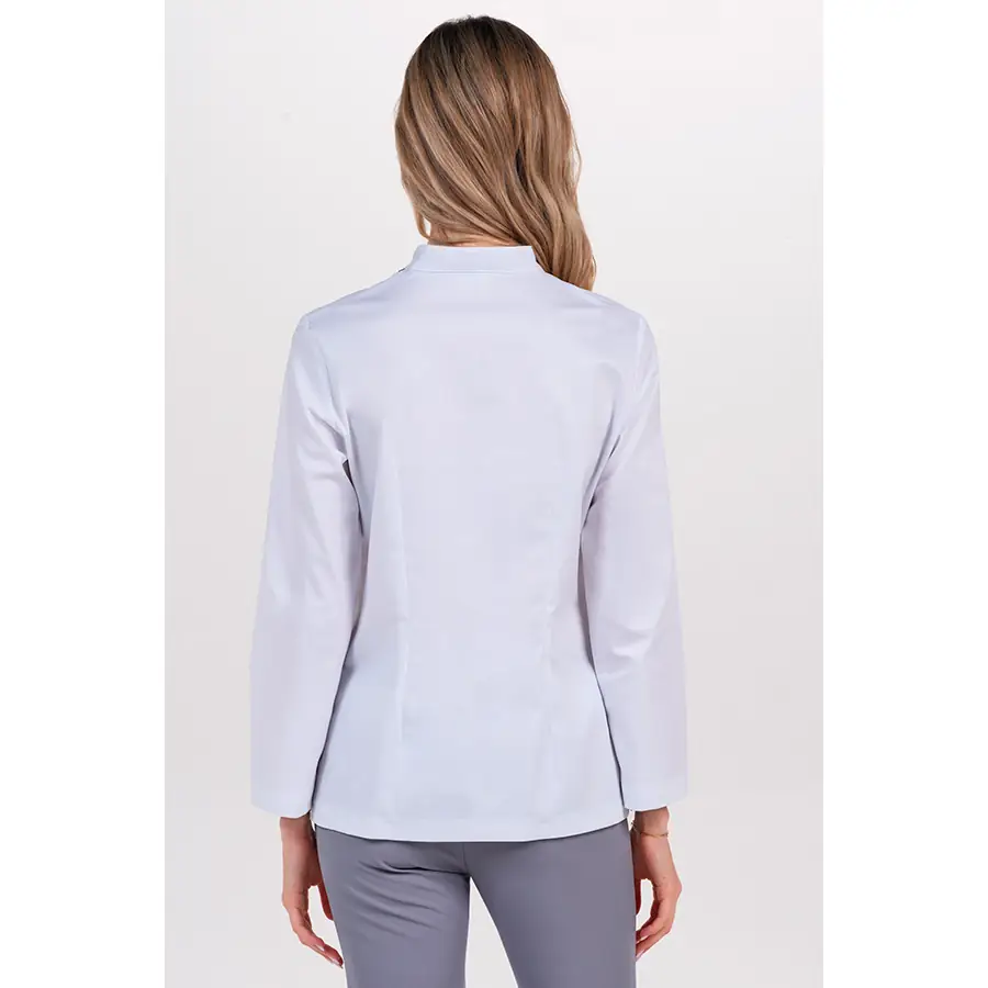 Chaqueta Dyneke 8338797 mujer doble vivo gris 2 Chaqueta mujer doble vivo gris cremallera m/l Dyneke 8338797: vista trasera con modelo.