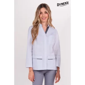 Chaqueta mujer doble vivo gris cremallera m/l Dyneke 8338797: vista frontal con modelo.