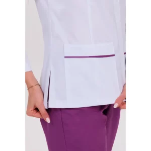 Chaqueta mujer doble vivo morado cremallera m/l Dyneke 8338859: detalle del bolsillo y abertura lateral.