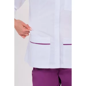 Chaqueta mujer doble vivo morado cremallera m/l Dyneke 8338859: detalle del cierre y bolsillo.