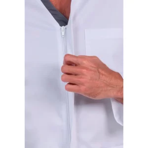 Chaqueta hombre doble vivo gris cremallera m/l Dyneke 8339797: detalle del cuello y cremallera.