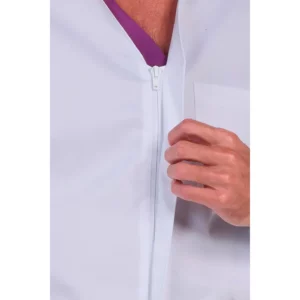 Chaqueta hombre doble vivo morado cremallera m/l Dyneke 8339859: detalle del cuello y cremallera.