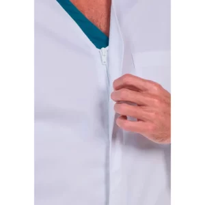Chaqueta hombre doble vivo aguamarina cremallera m/l Dyneke 8339884: detalle del cuello y cremallera.