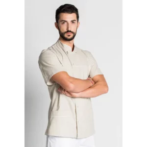 Chaqueta caballero beige m/corta Dyneke 8445824: vista frontal con modelo.