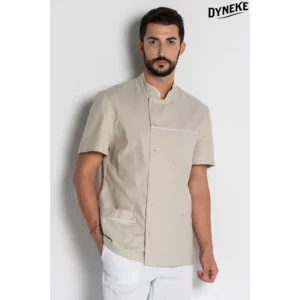 Chaqueta caballero beige m/corta Dyneke 8445824: vista frontal con modelo.