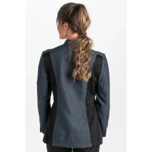 Chaqueta cocinera corchetes tejana rejilla Dyneke 8448775: vista trasera con modelo.
