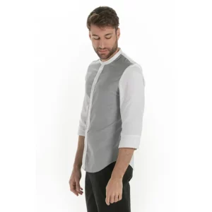 Camisa chico manga 3/4 combinado gris Dyneke 8451844: vista lateral con modelo.