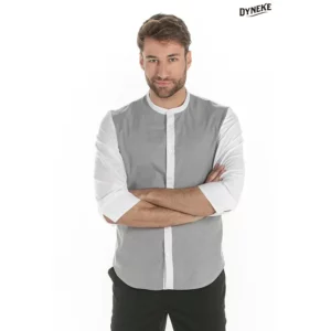 Camisa chico manga 3/4 combinado gris Dyneke 8451844: vista frontal con modelo.