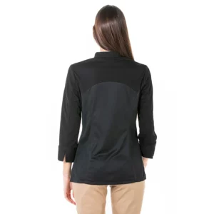Chaquetilla negra PREMIUM mujer Dyneke 8454111: vista trasera con modelo.