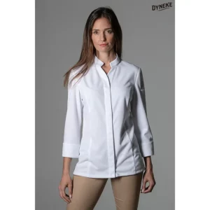 Chaquetilla blanca PREMIUM mujer Dyneke 8454112: vista frontal con modelo.