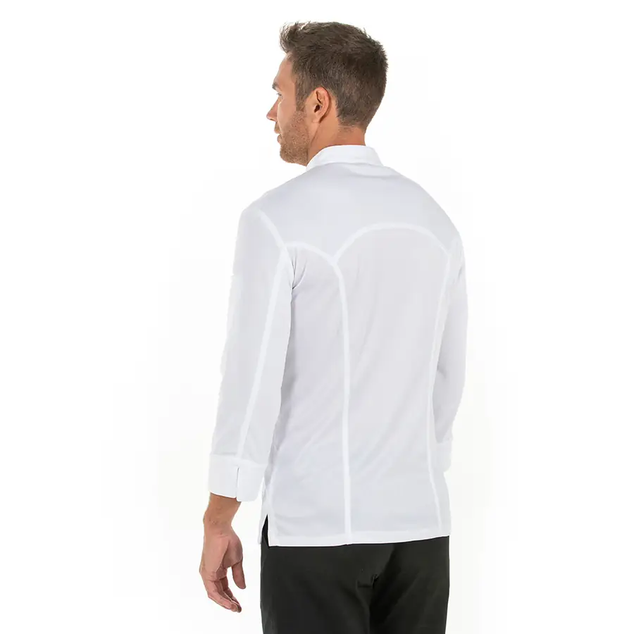 Chaquetilla Dyneke 8455112 Premium de hombre 2 Chaquetilla blanca PREMIUM hombre Dyneke 8455112: vista trasera con modelo.