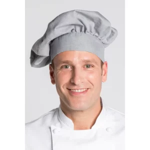 Gorro cocinero gris Dyneke 8466844: vista del gorro con modelo.