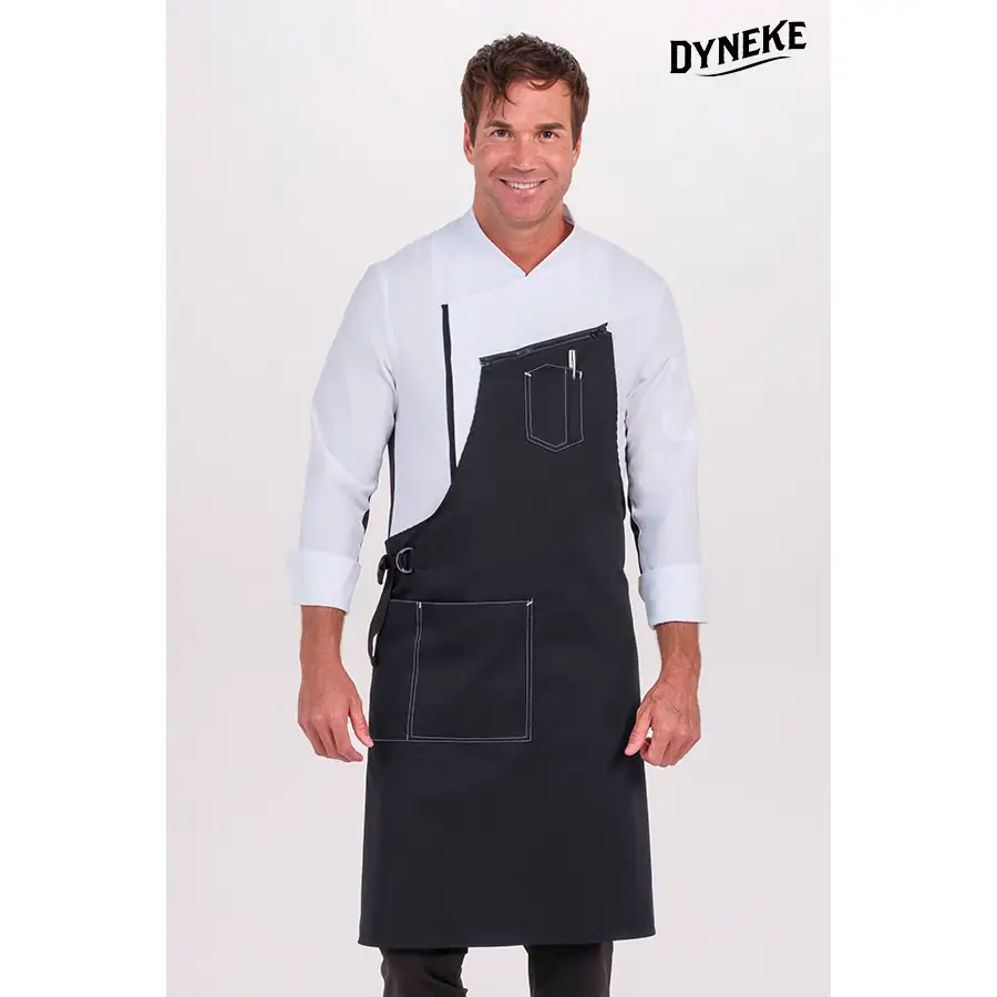 Delantal adaptable Dyneke 8505701 negro 1 Delantal conjunto chaqueta 8502 Dyneke 8505701: vista frontal con modelo.