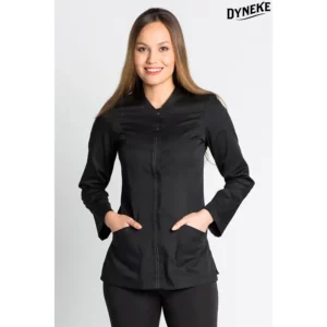 Chaqueta señorita M/L negra Dyneke 8516701: vista frontal con modelo.