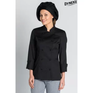 Chaqueta sra. clásica negra Dyneke 8521701: vista frontal con modelo.