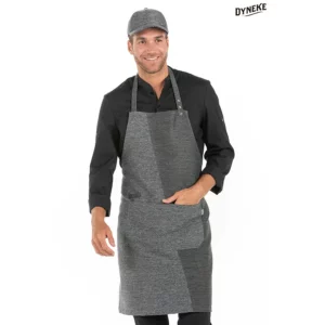 Delantal peto bicolor gris Dyneke 8528376: vista frontal con modelo.