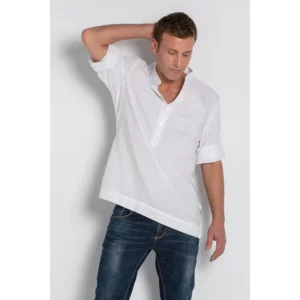 Camisa caballero "arenasmar" blanca Dyneke 8534823: vista frontal con modelo.