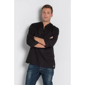 Camisa caballero "arenasmar" negra Dyneke 8534841: vista frontal con modelo.