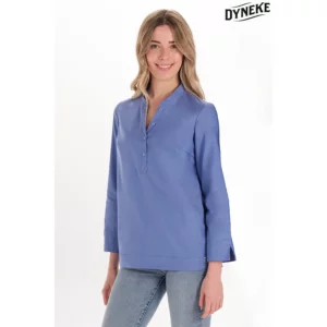 Camisa mujer "arenasmar" azul Dyneke 8535818: vista frontal con modelo.
