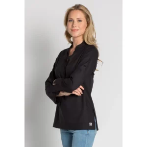 Camisa mujer "arenasmar" negra Dyneke 8535841: vista frontal con modelo.