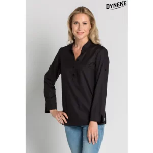 Camisa mujer "arenasmar" negra Dyneke 8535841: vista frontal con modelo.