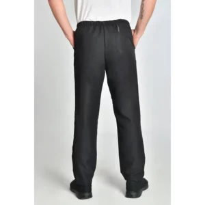 Pantalón microfibra negra con cordón Dyneke 8540571: vista trasera del pantalón con modelo.