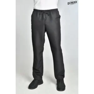 Pantalón microfibra negra con cordón Dyneke 8540571: vista frontal del pantalón con modelo.